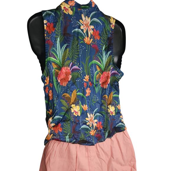 SHORE‎ Tropical Cowl Neck Sleeveless Top Linen Shorts SET sz XS NWT MSRP $236 - Picture 4 of 7